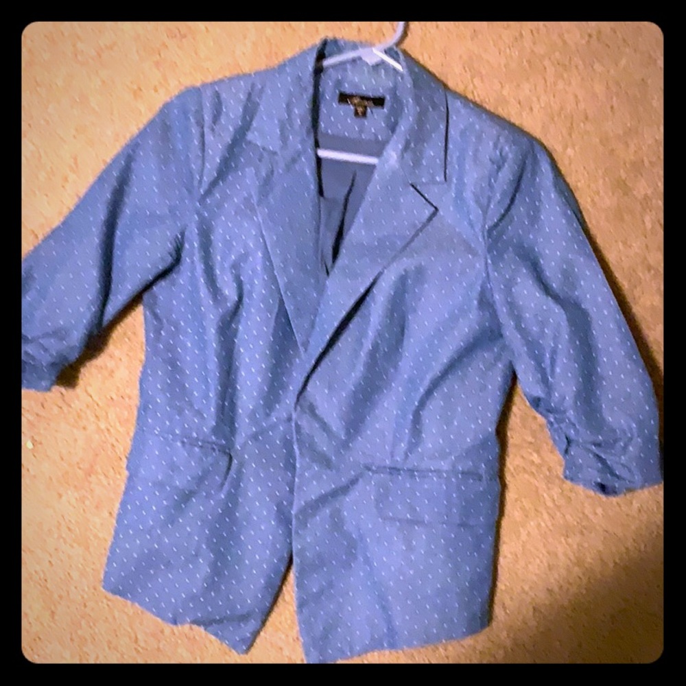 Bloomingdales blue small polka dot blazer